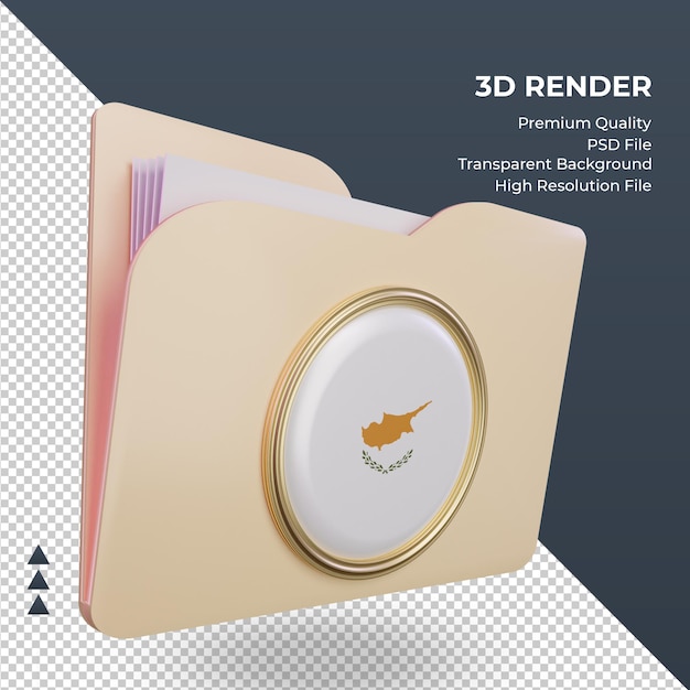 3d Folder Flaga Cypru Renderujący Widok Z Lewej Strony