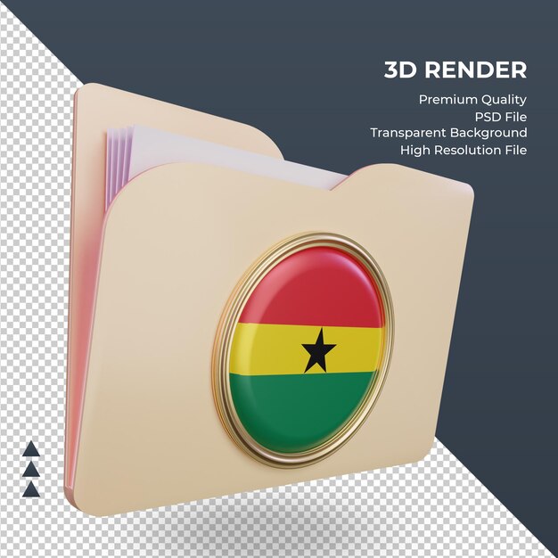 PSD 3d folder flaga ghany renderujący widok z lewej strony