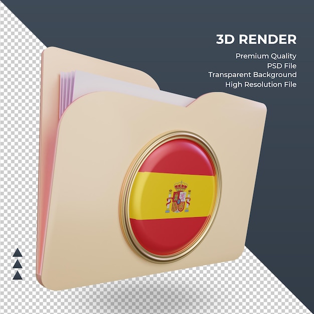 PSD 3d folder flaga hiszpanii renderujący widok z lewej strony