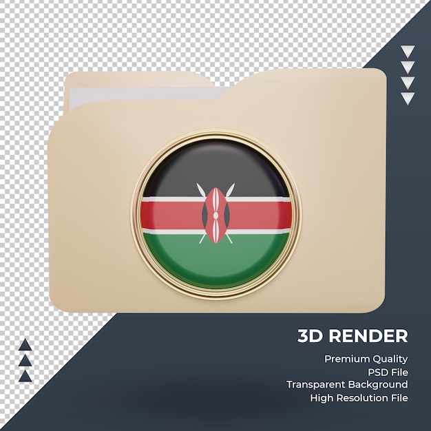 PSD 3d folder flaga kenii renderująca widok z przodu