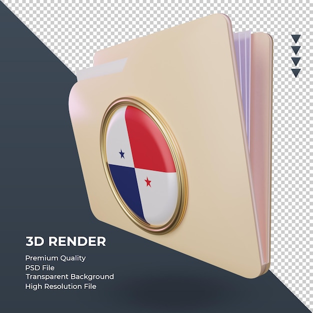 3d Folder Flaga Panamy Renderujący Prawy Widok