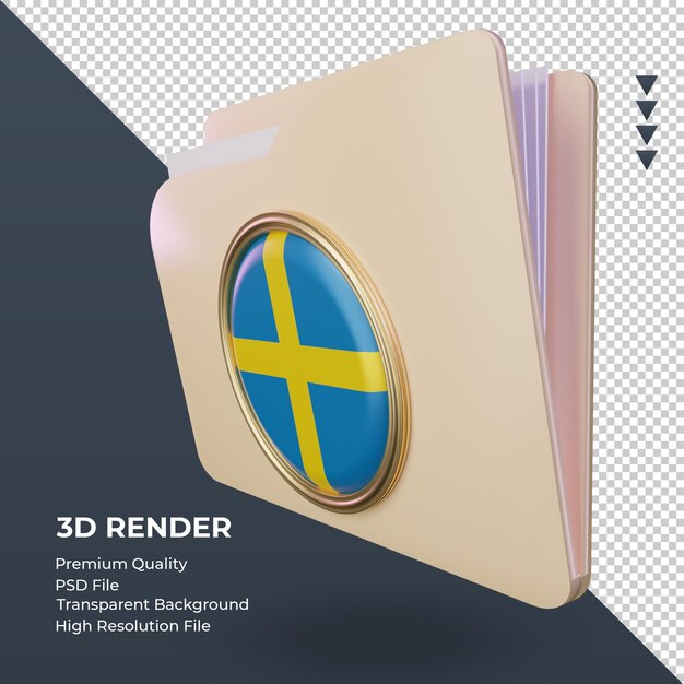 3d Folder Flaga Szwecji Renderująca Prawy Widok