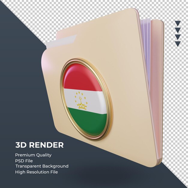 3d Folder Flaga Tadżykistanu Renderujący Prawy Widok