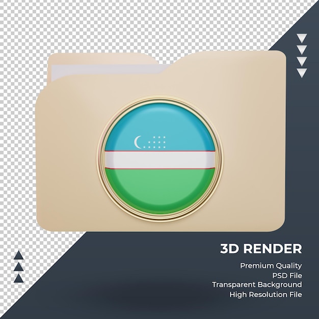 3d Folder Flaga Uzbekistanu Renderujący Widok Z Przodu