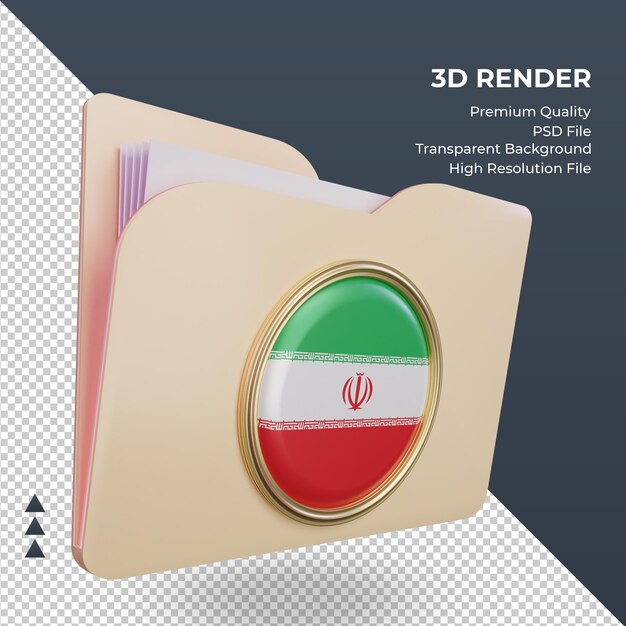 3d Folder Flagi Iranu Renderujący Widok Z Lewej Strony