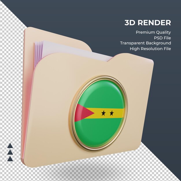 3d Folder Flagi Wysp świętego Tomasza I Książęcej Renderujący Widok Z Lewej Strony