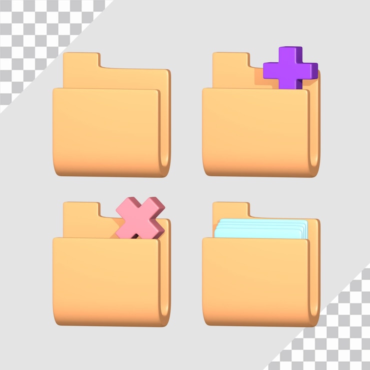 PSD 3d folder icon set concept