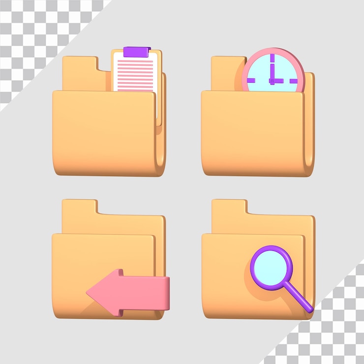 PSD 3d folder icon set concept