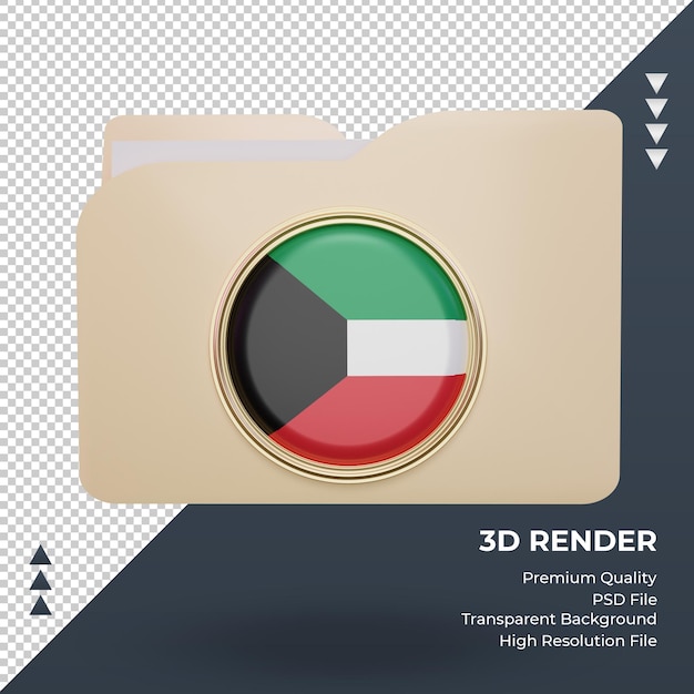 Vista frontale del rendering della bandiera del kuwait della cartella 3d