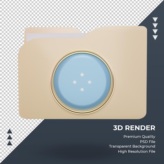 Vista frontale del rendering della bandiera della micronesia della cartella 3d