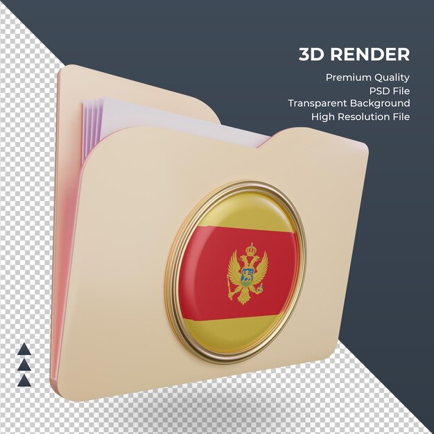 3d папка рендеринг флага Черногории вид слева