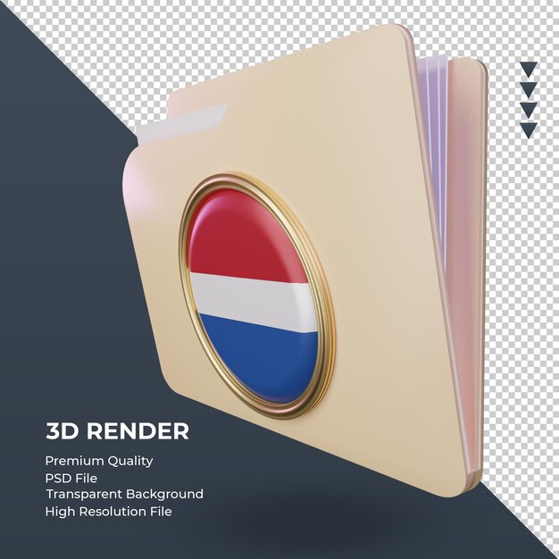 3dフォルダオランダの旗のレンダリングの右側面図