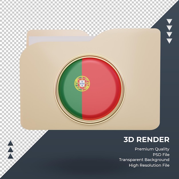 PSD 3d folder portugal flag rendering front view