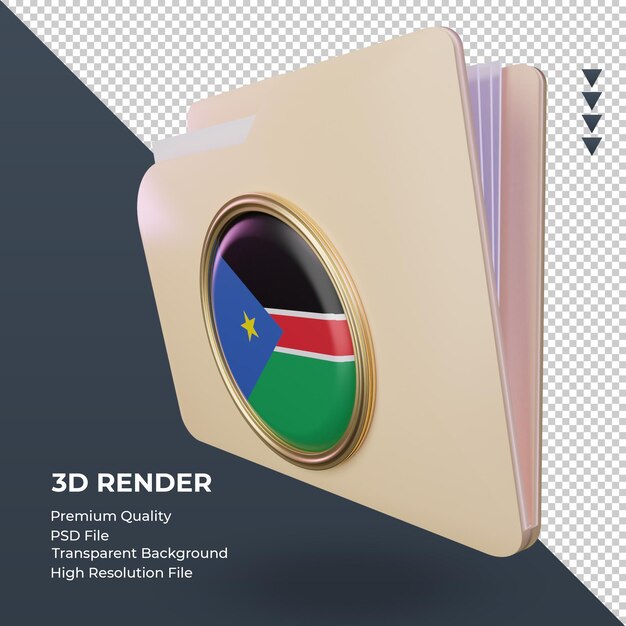 Cartella 3d bandiera del sud sudan rendering vista a destra