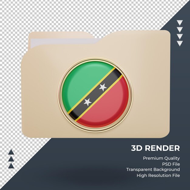 PSD vista frontale del rendering della bandiera di st kitts e nevis della cartella 3d