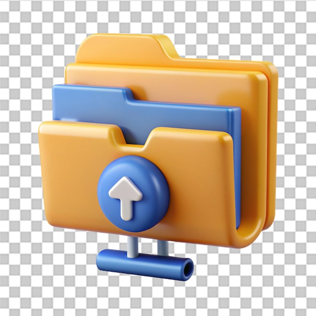 3d folder symbol on computer illustration concept of data sharing service information transfer file exchange network download and upload add attach create folder make new plus icon