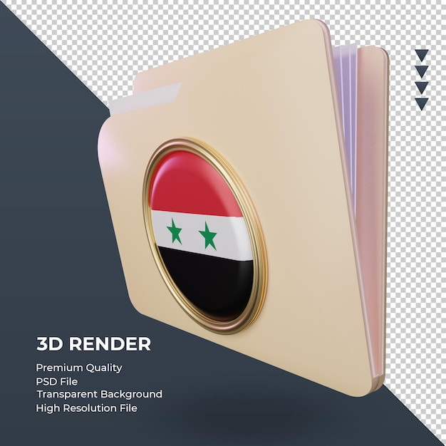 Cartella 3d bandiera siria rendering vista destra