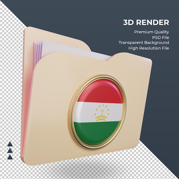 PSD 3d папка рендеринг флага таджикистана вид слева