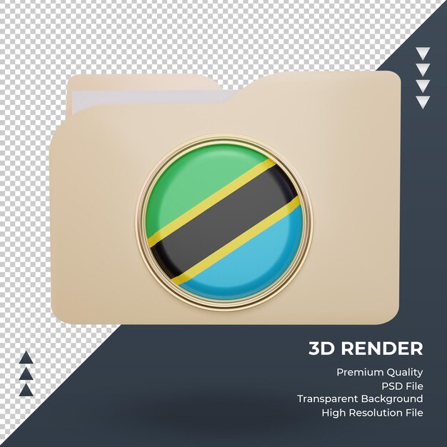 PSD vista frontale del rendering della bandiera della tanzania della cartella 3d