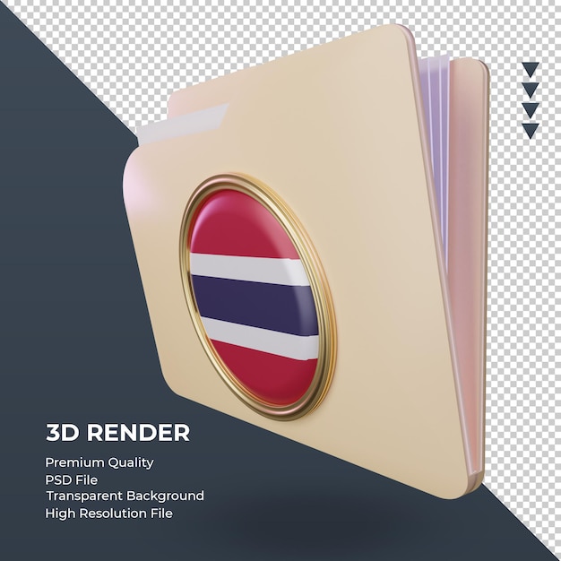 Cartella 3d thailandia bandiera rendering vista a destra