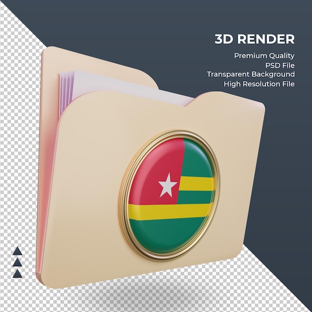 3d folder togo flag rendering left view