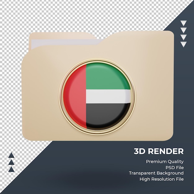 Vista frontale del rendering della bandiera degli emirati arabi uniti della cartella 3d