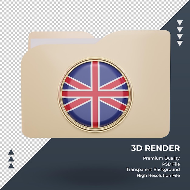 PSD 3d folder united kingdom flag rendering front view