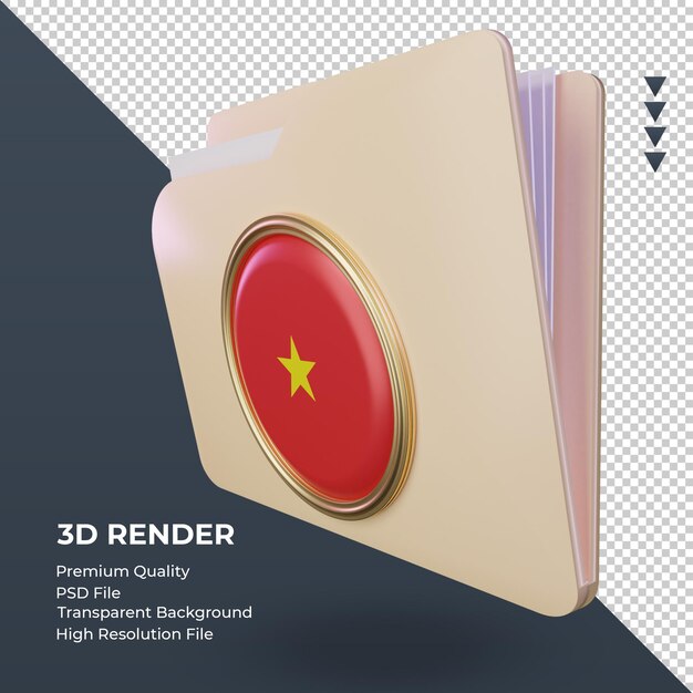 3d folder vietnam flag rendering right view