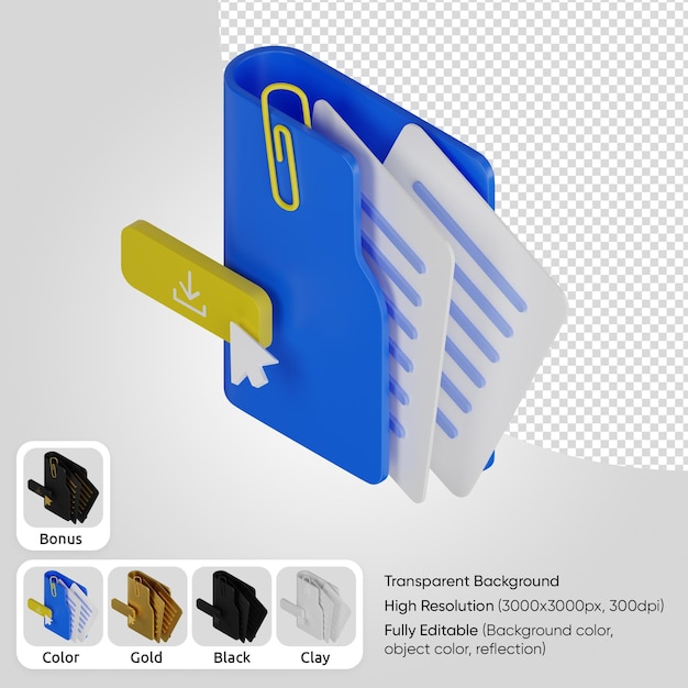 문서가 있는 3d 폴더