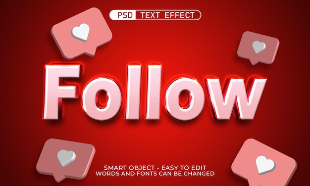 PSD 3d follow text effect editable text style