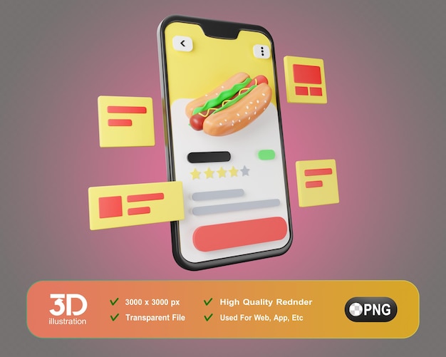 App alimentare 3d illustrazione delle icone dei pasti alimentari 3d