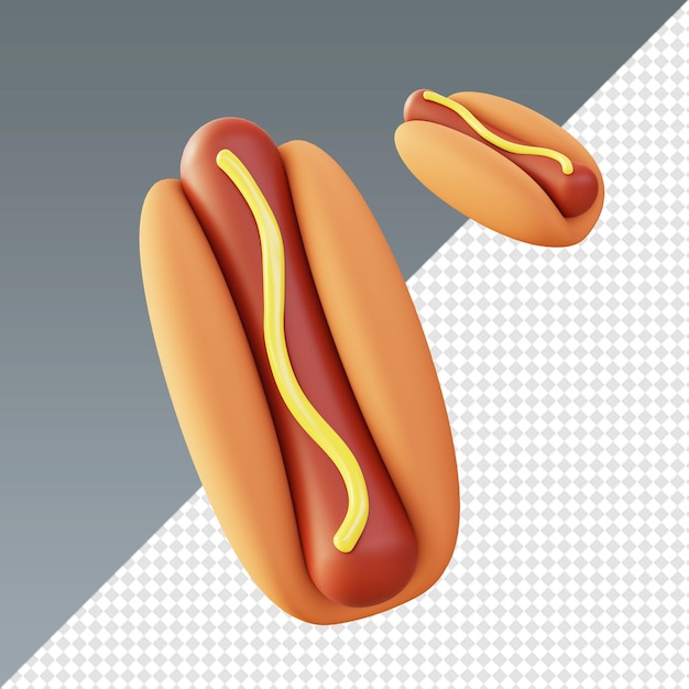 Le icone del cibo 3d confezionano hot dog ui ux elementi di design dei social media