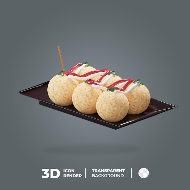 Icona di takoyaki dell'alimento 3d