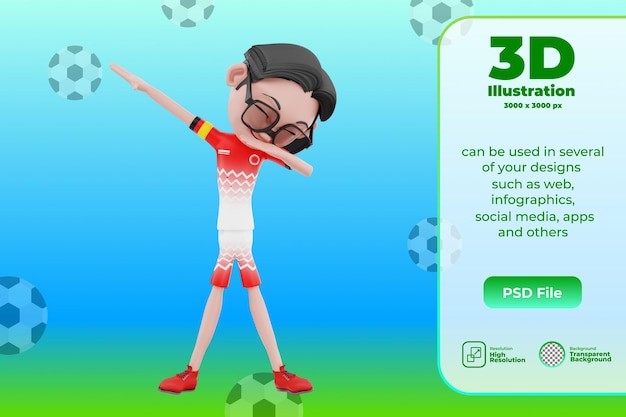 Illustrazione del personaggio di calcio 3d