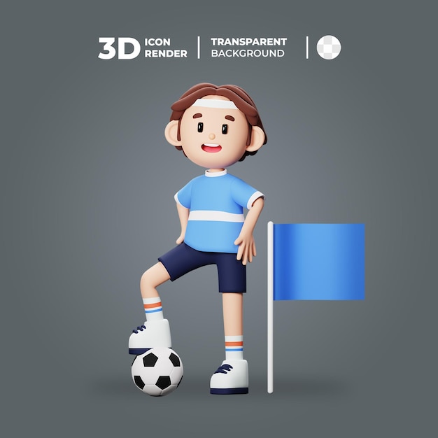 3d football player doing corner kick