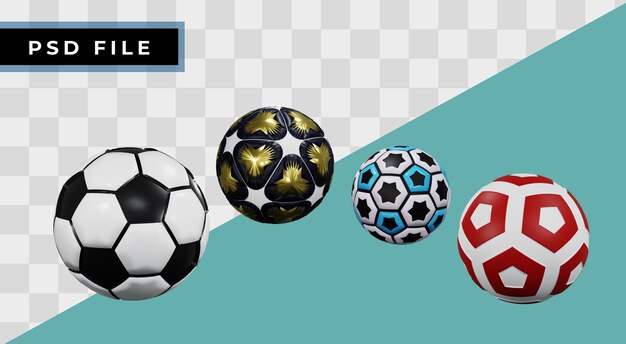 PSD 3d football with high resolution image celebration for world cup 2022 soccer ball 3d rendering