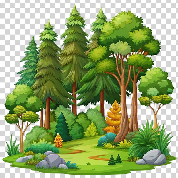 A 3d forest isolated on transparent background