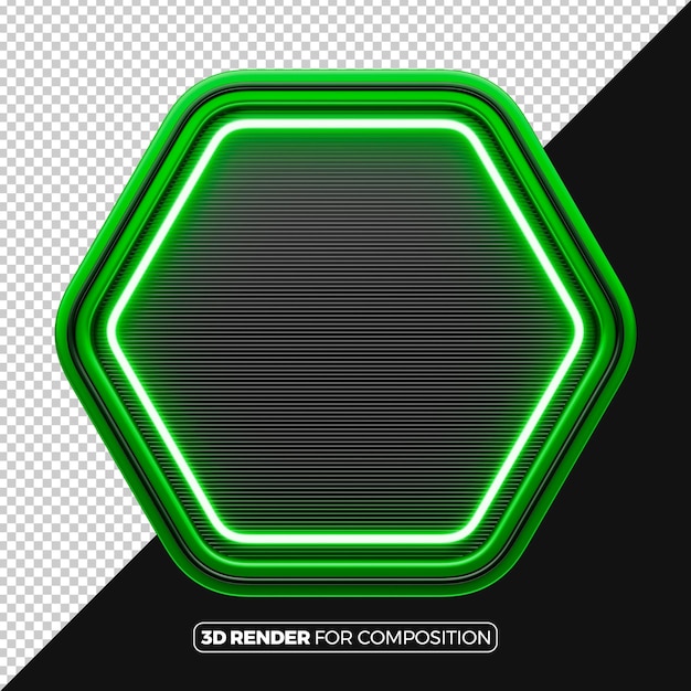 3D frame met groene neon voor compositie