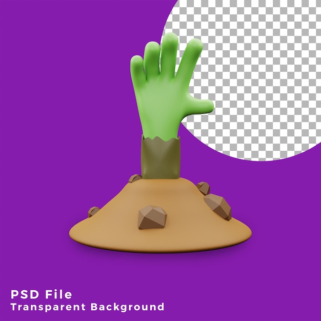 3d frankenstein hand off the ground halloween asset icon design illustration high quality