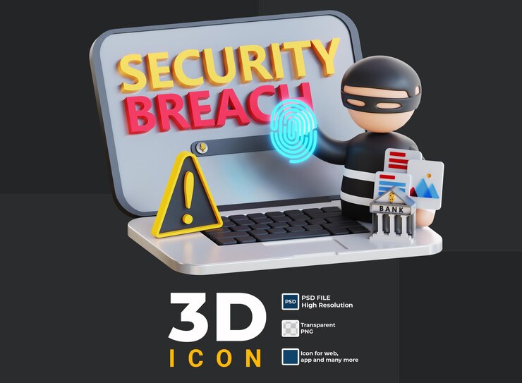 PSD 3d fraud and data breach icon