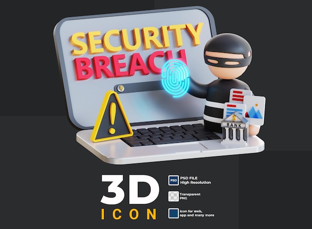 3D-fraude en gegevensinbreuk icoon