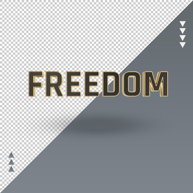 3d freedom black gold icon rendering front view