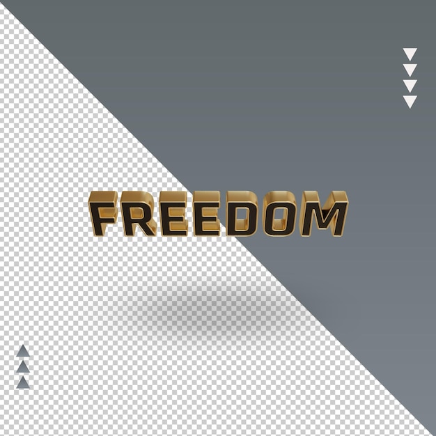 PSD 3d freedom black gold icon rendering top view