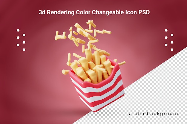 PSD 3d french fries floating