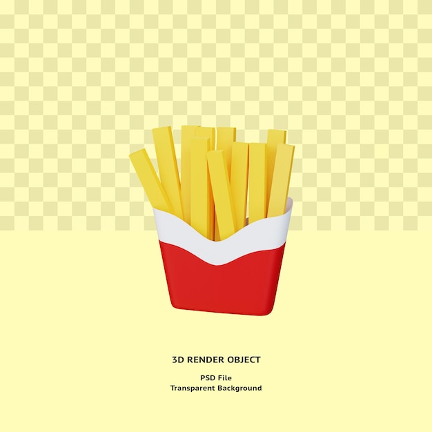 PSD 3d french fries illustratin object rendered premium psd