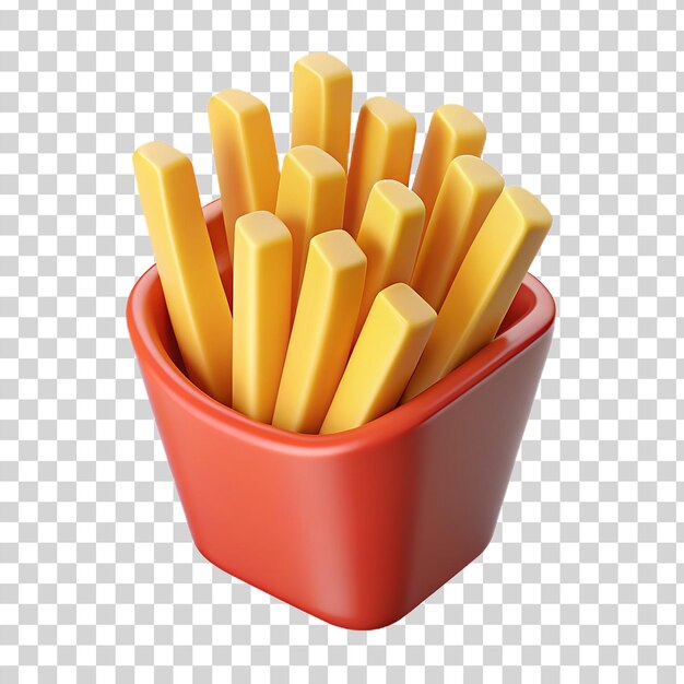 PSD 3d french fries in red box isolated on transparent background