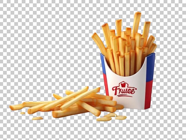 PSD 3d of french fries on wight background