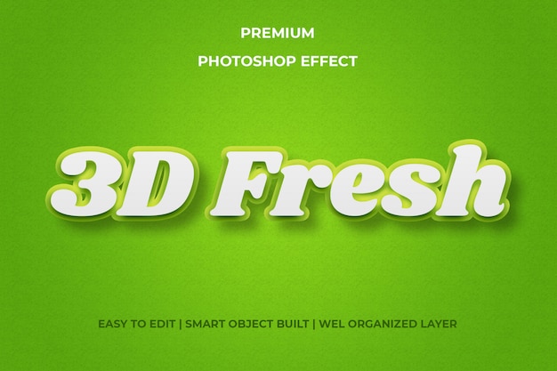 3d fresh зеленый текстовый эффект