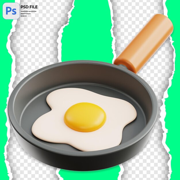 PSD 3d uovo fritto sulla padella illustrazione render icon isolato png