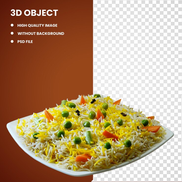 3d Fried rice with carrots and green peas Hyderabadi biryani Fried rice Raita Vegetable
